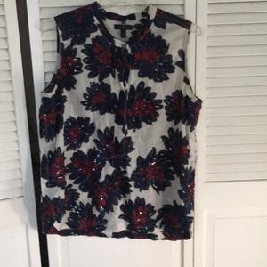 Jcrew cotton sleeveless shirt with sequin detail